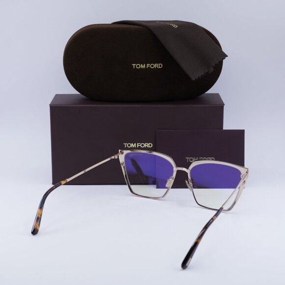 Tom Ford FT5945-B 028 Square Eyeglasses 56mm - Gold/Clear Blue Light Block - Picture 5 of 10